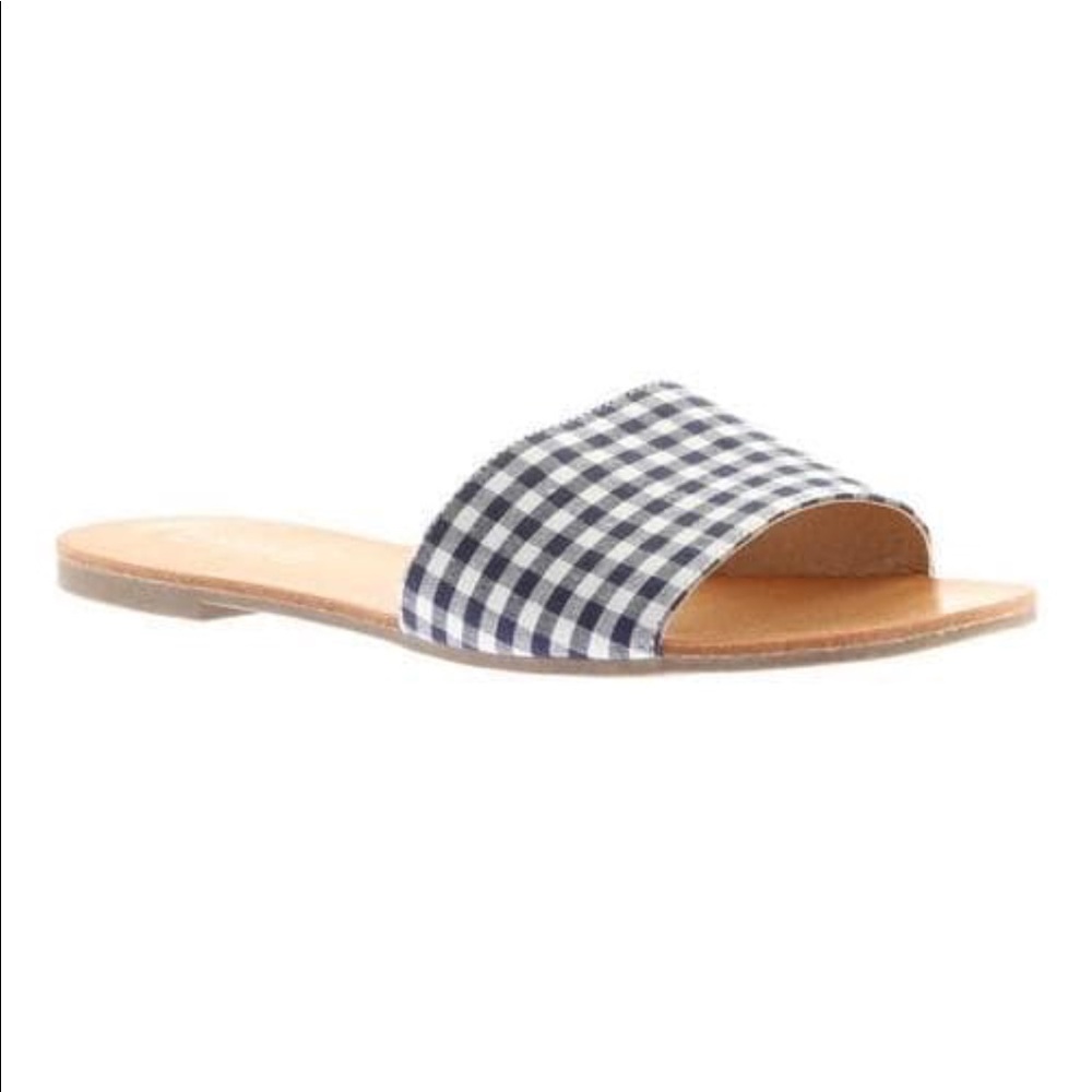 Gingham print slip on sandals - Picture 2 of 7